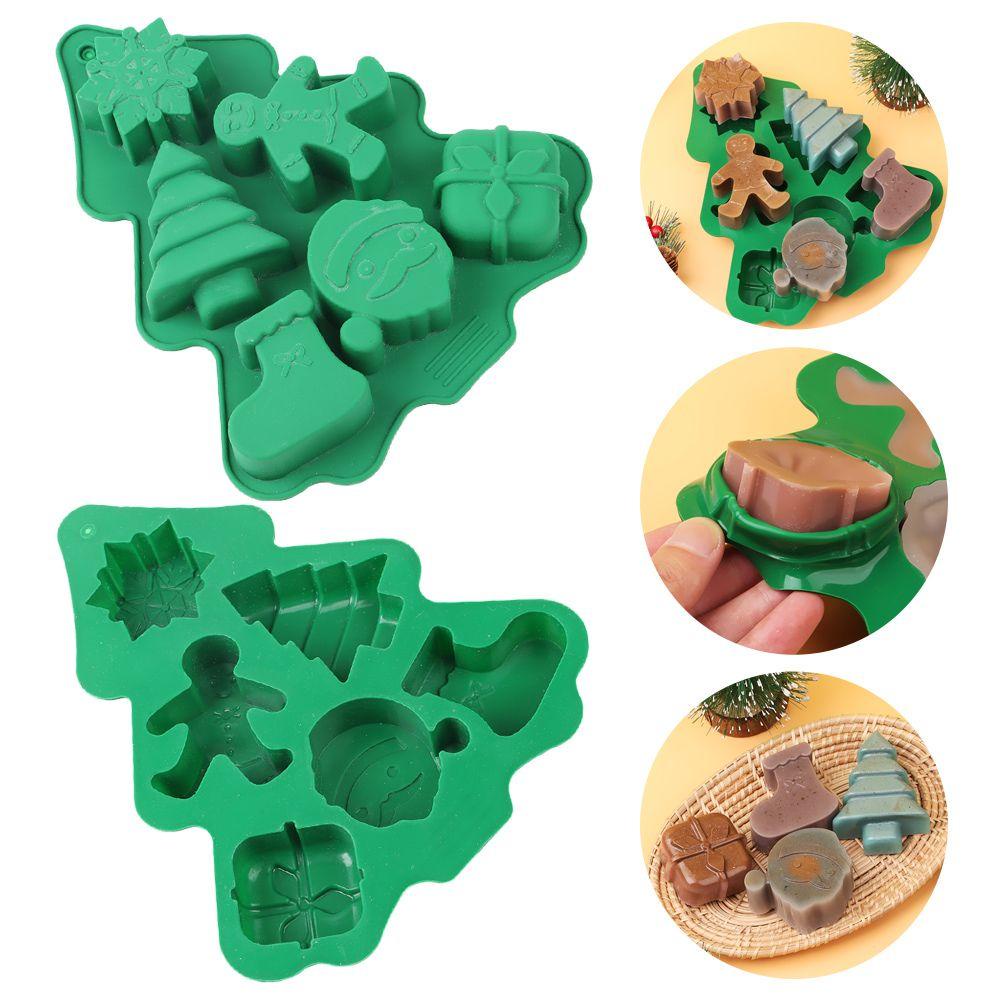Top Natal Cetakan Silikon Permen Sabun Coklat Sabun Snowflake Bentuk Santa Snowman