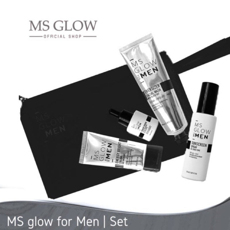 [PAKET HEMAT] MS GLOW FOR MEN Indonesia / Facial Wash Face Serum Cream Sunscreen Spray Body Lotion