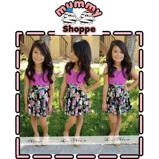 setelan anak Lnice 35-10 tanktop + skirt flowers