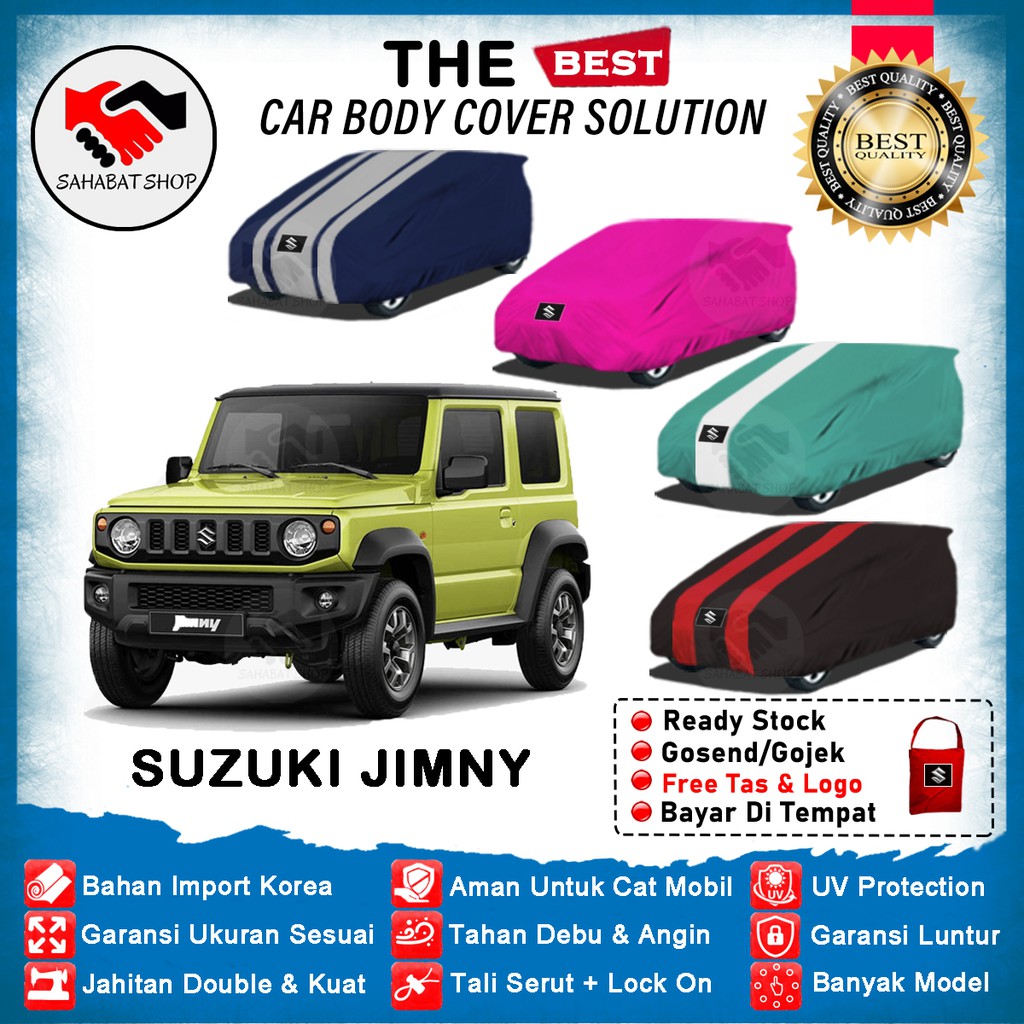 Sahabat Body Cover Mobil Jimny / Sarung Penutup Suzuki Jimny Outdoor 2018 2019 2020 2021 2022 2023 / Tutup Mantel Selimut Pelindung Mantol Jas Kerudung Kerodong Bungkus Kelambu Terpal Tutupan Mobil Jimny Anti Air Waterproof Model Biru