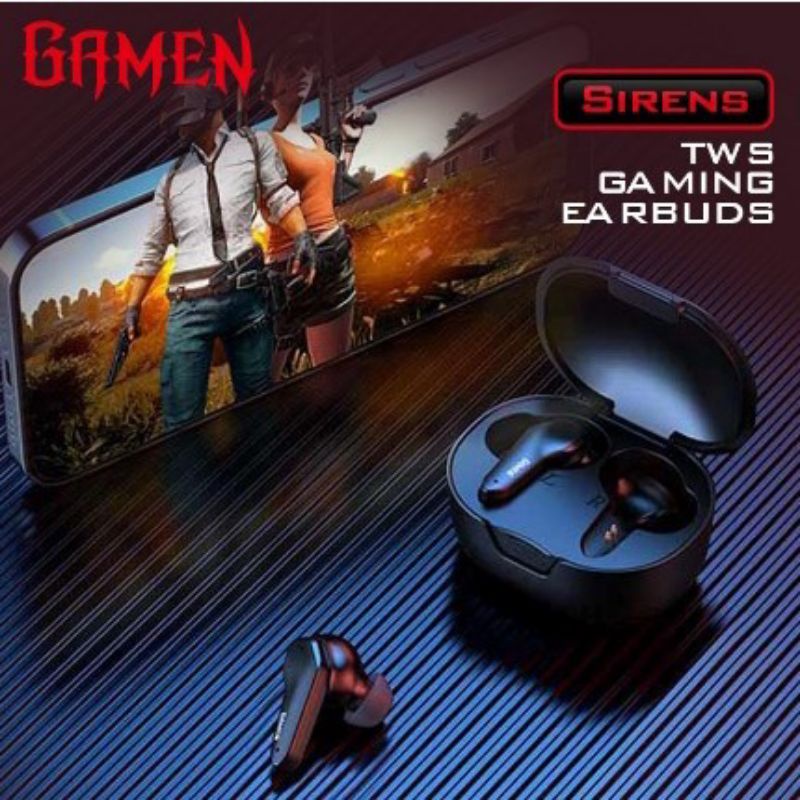 GAMEN Sirens Headset Earphone Bluetooth 5.0 TWS LED HD Sound Garansi