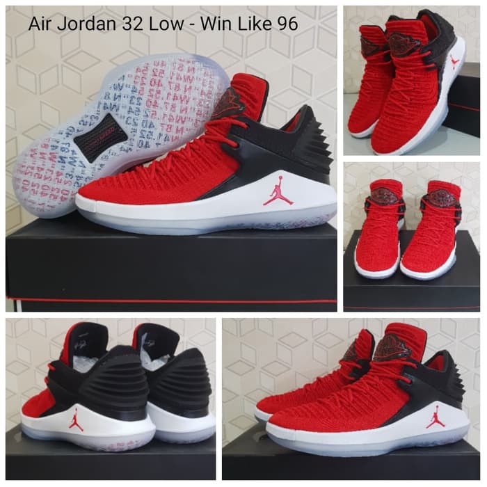 Sepatu Basket Air Jordan AJ 32 Low Win Like 96 Red Black White - GATORADE