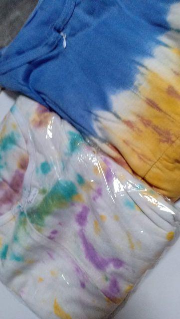 Gamis Kaos Rainbow Tiedie 2, Bahan Combad, Warna Pelangi, Batik Pekalongan