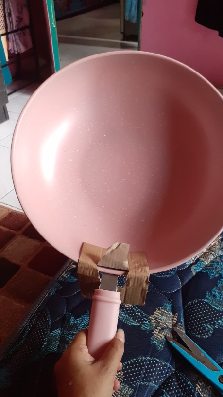 Wajan Enamel Gagang Warna Marble Frypan 34 Cm Kuaida
