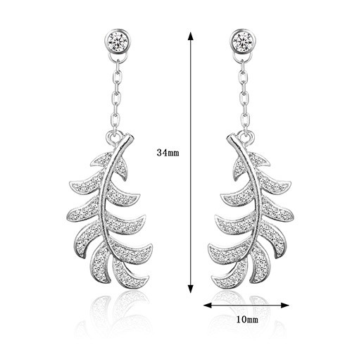 LRC Anting Tusuk Fashion White Leaf Pendant Decorated Pure Color Earrings