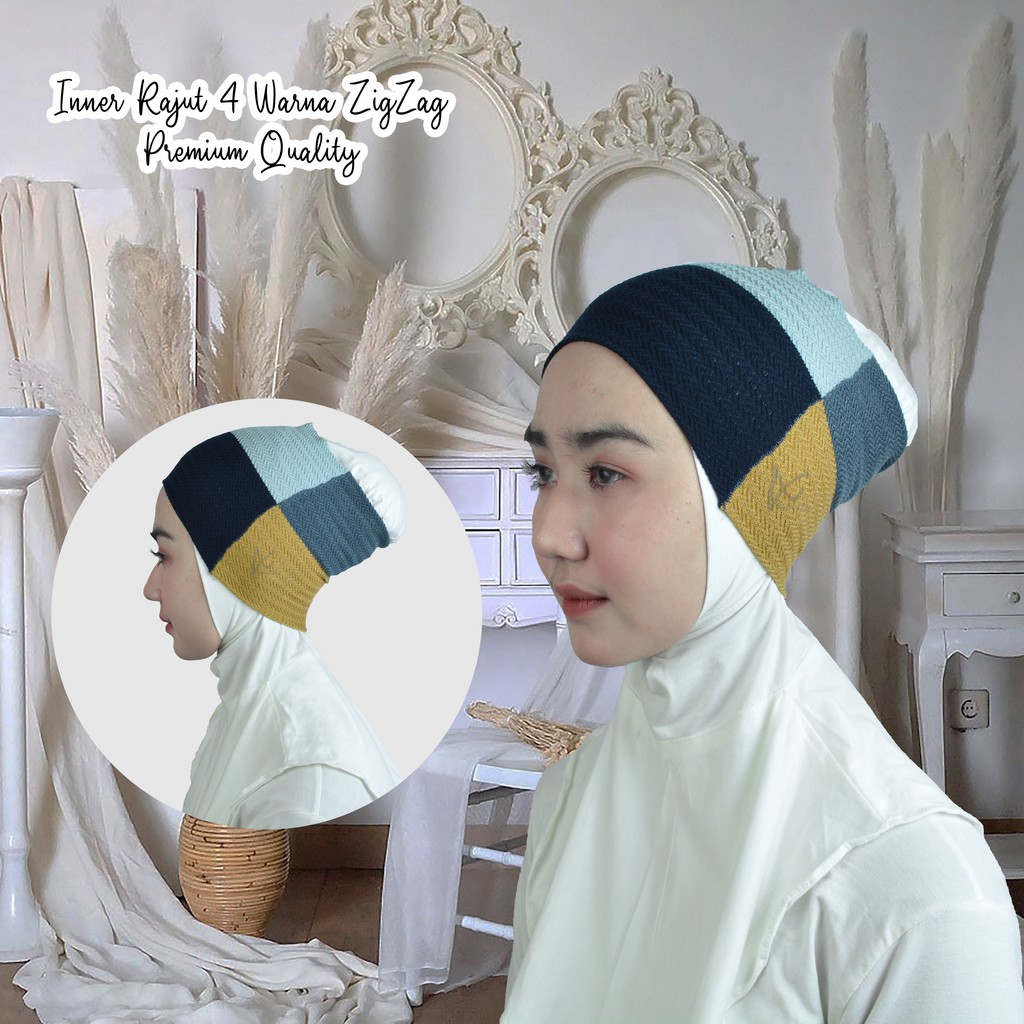 Inner Rajut 4 Warna Zigzag Premium Ciput Bandana Rajut 4 IN 1