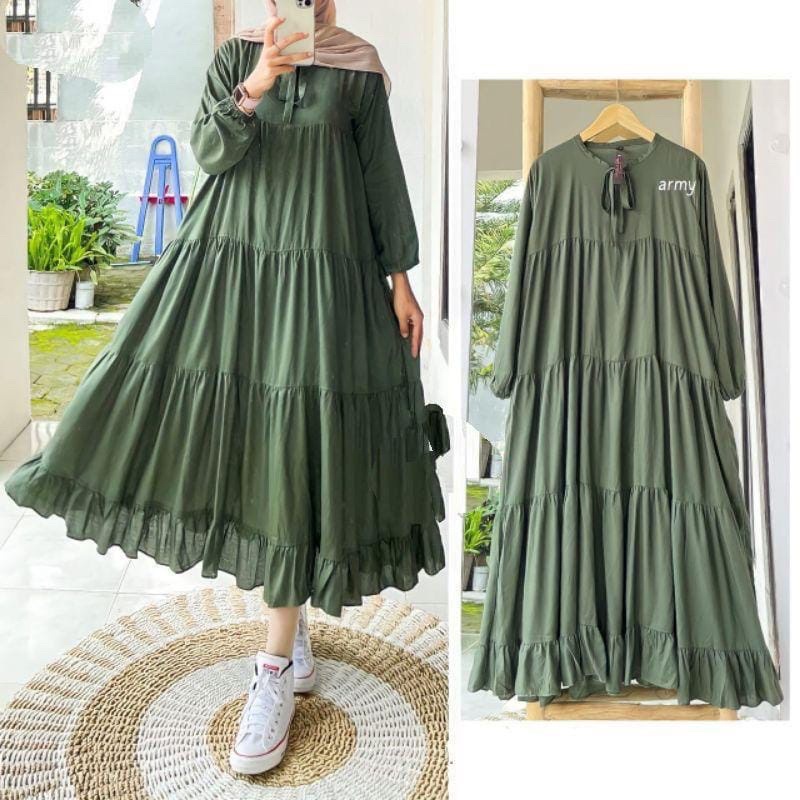 (PROMO) RACHEL MIDI DRESS REMPEL / LONG TUNIK REMPEL KATUN RAYON KEKINIAN