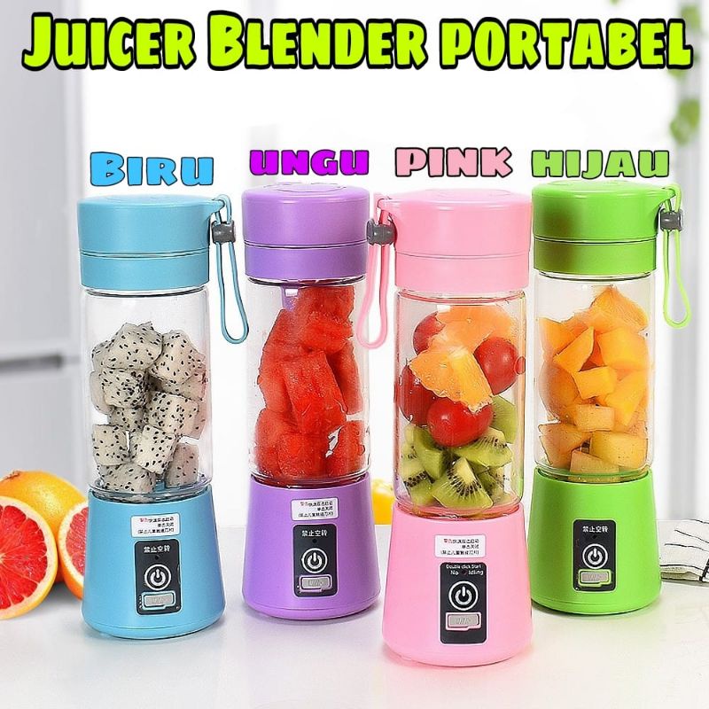 Blender juice portable 6 mata pisau alat pembuat jus recharger charger