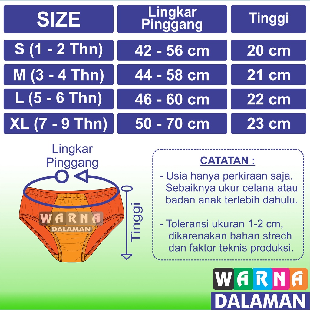 6 Pcs Celana Dalam Anak Cewek Gambar Karakter Kartun di Belakang