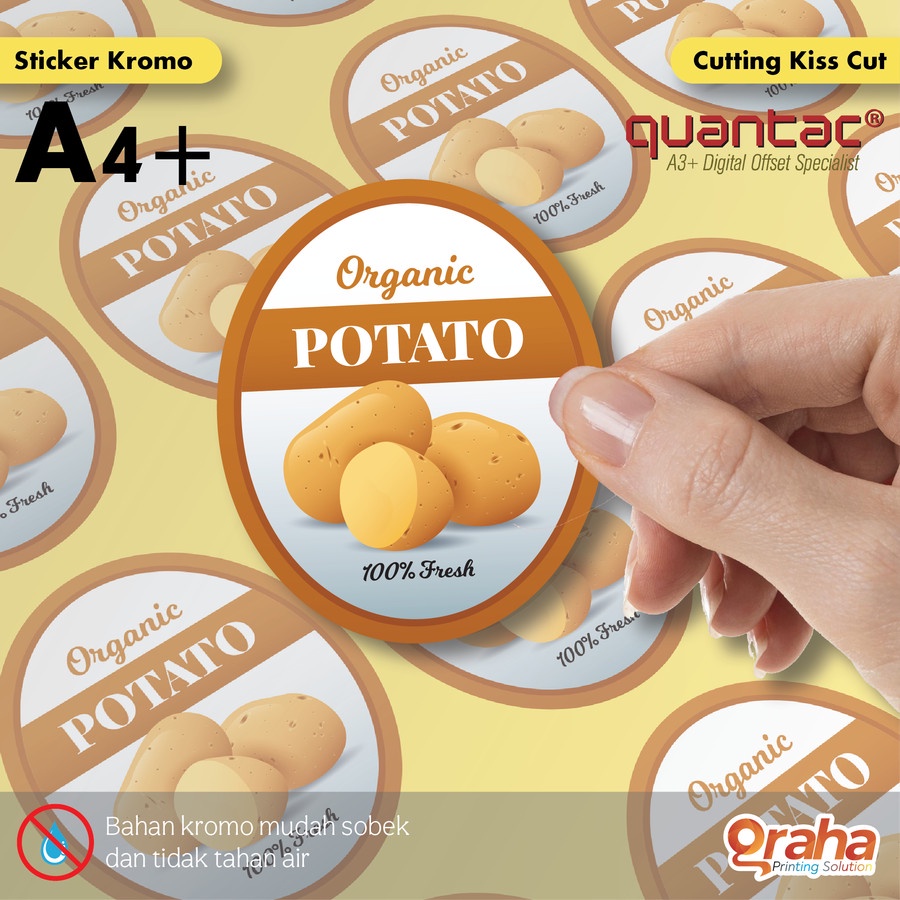 

Cetak Stiker Kromo / Sticker A4+ Kromo (Print + Cutting)
