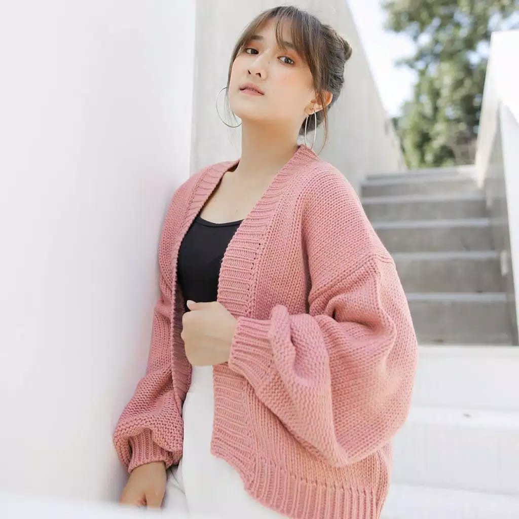 KALILA - FLUFFY Bubble Cardy Cardigan Rajut Wanita Dewasa | Kardigan Rajut Wanita