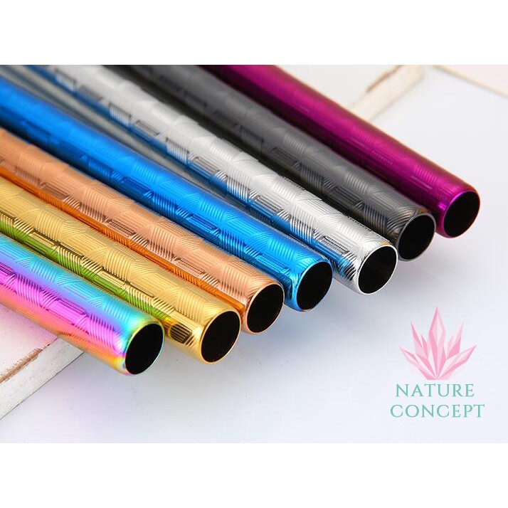 Sedotan Stainless Lurus Corak - SATUAN 6mm*215mm TERMURAH - Stainless Steel Straw Pattern Straight