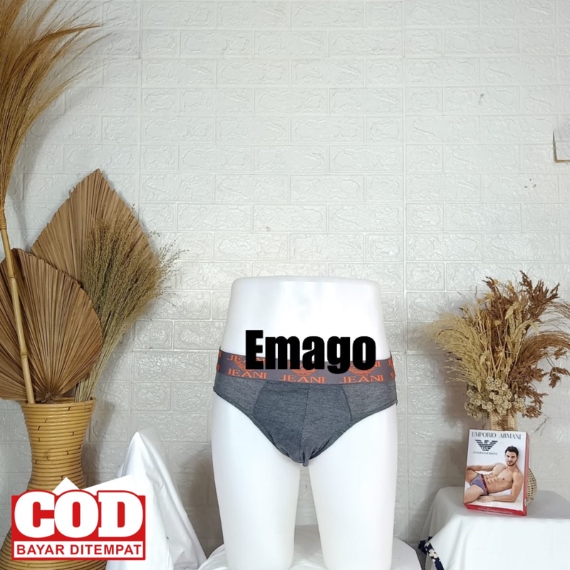 Emago - 3 Pcs Celana Dalam Murah / Daleman Lelaki / Pakaian Dalam Pria/ Underwear Impor/ Sempak Cowo/ Cangcut Laki-laki/ CD Cwo / Celana Boxer / Celana Kolor Tali Karet Mirah Warna Ukuran