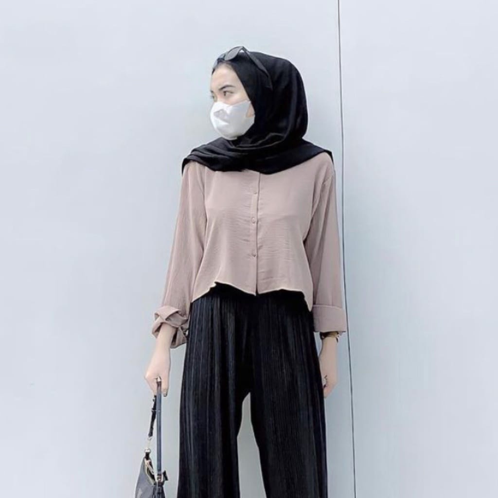 BEFAST - ZEC OOTD Wanita Kemeja LYLYZ / Kemeja Bicca Crop Blouse / Kemeja Casual / Kem Kerja / Atasan Wanita Lengan Panjang / Kemeja Polos Terlaris