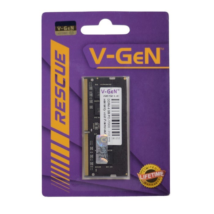 RAM V-GEN DDR4 RESCUE SODIMM 4GB PC 17000 / 2133MHZ MEMORY RAM PC 4 GB GARANSI RESMI