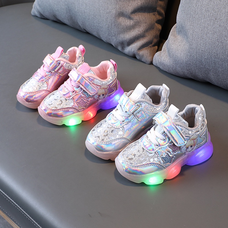 CHUBBI 13 Sepatu Sneaker Anak Perempuan Lampu LED Import