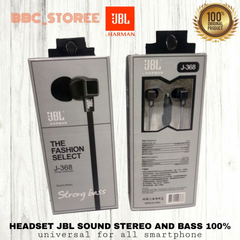 Headset Earphone JBL FULL BASS STEREO ORIGINAL by Harman
