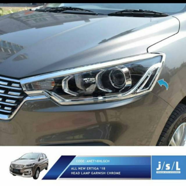 Garnish lampu depan all new Ertiga 2018 Hitam &amp; Chrome jsl