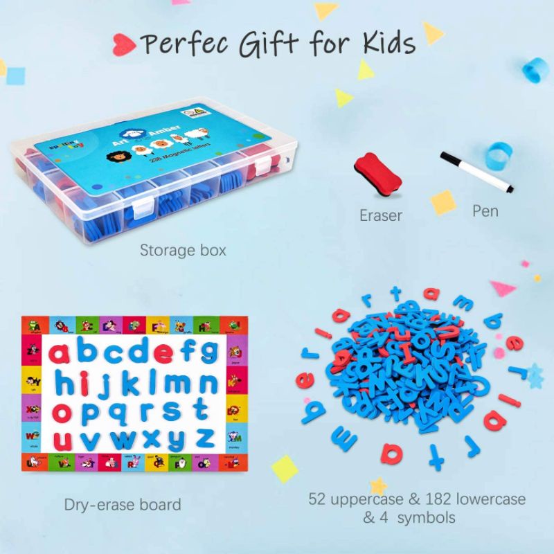 Montessori huruf &amp; angka isi 256pcs EVA FOAM MAGNETIC Movable Alphabet