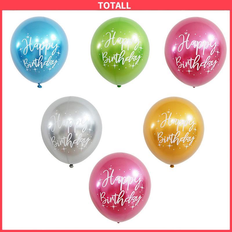 COD 12 inch chrome latex balloon print selamat ulang tahun balon logam dekorasi pesta ulang tahun-Totall