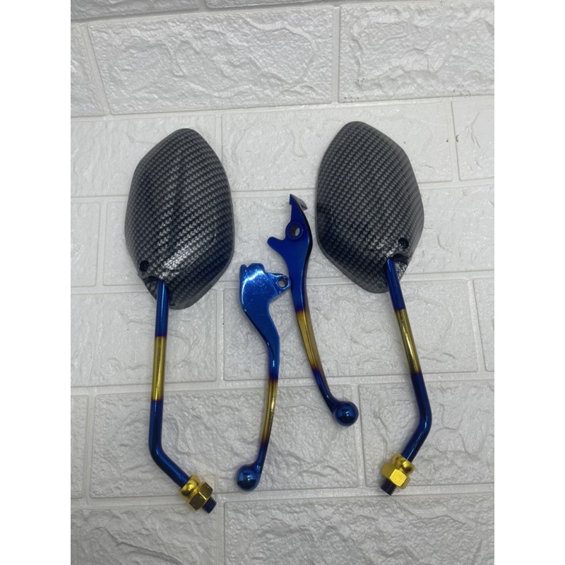 Spion Beat Panjang Karbon Twotone + Handle Rem Beat-vario 110 karbu Twotone
