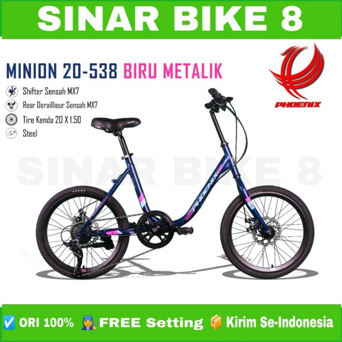 Sepeda Minion Ukuran 20 Inch PHOENIX 538 7 Speed Rem Cakram