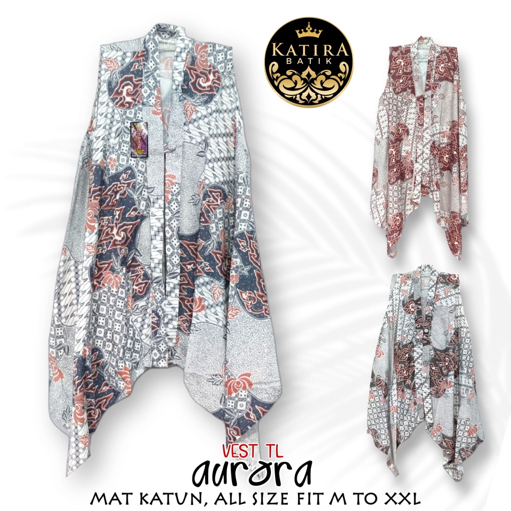 CARDI VEST TL AURORA   CARDIGAN BATIK CANTIK OUTE JAWA ETNIK TRADISIONLA XXL LD 110 BIG SIZE PLUS  KARDIGAN OUTER VEST CARDIGAN WANITA CARDI BATIK CARDI SERAGAM BAJU NIKAHAN SERAGAM BAJU KANTOR