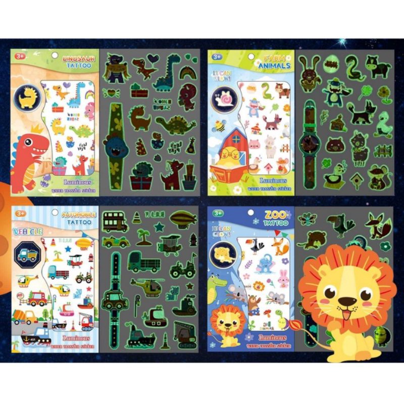 mainan tato anak glow in the dark,mainan tato princess,mainan tato frozen,sticker tato anak glow in 