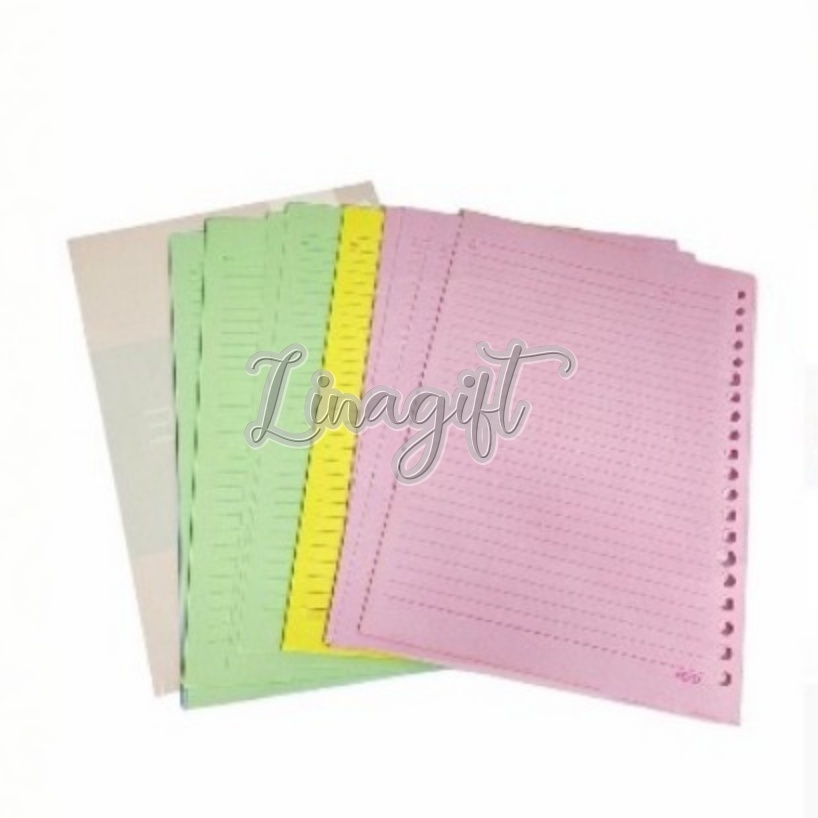 ( Pak 50 Lembar ) KIKY ISI KERTAS BINDER REFILL FILE KERTAS LOOSELEAF A5 KWARTO WARNA WARNI PINK HIJAU BIRU KUNING