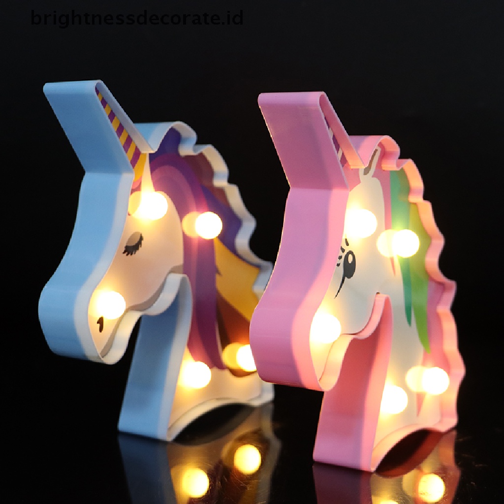 Lampu Malam LED Bentuk Unicorn 3D Untuk Dekorasi Kamar Tidur Anak