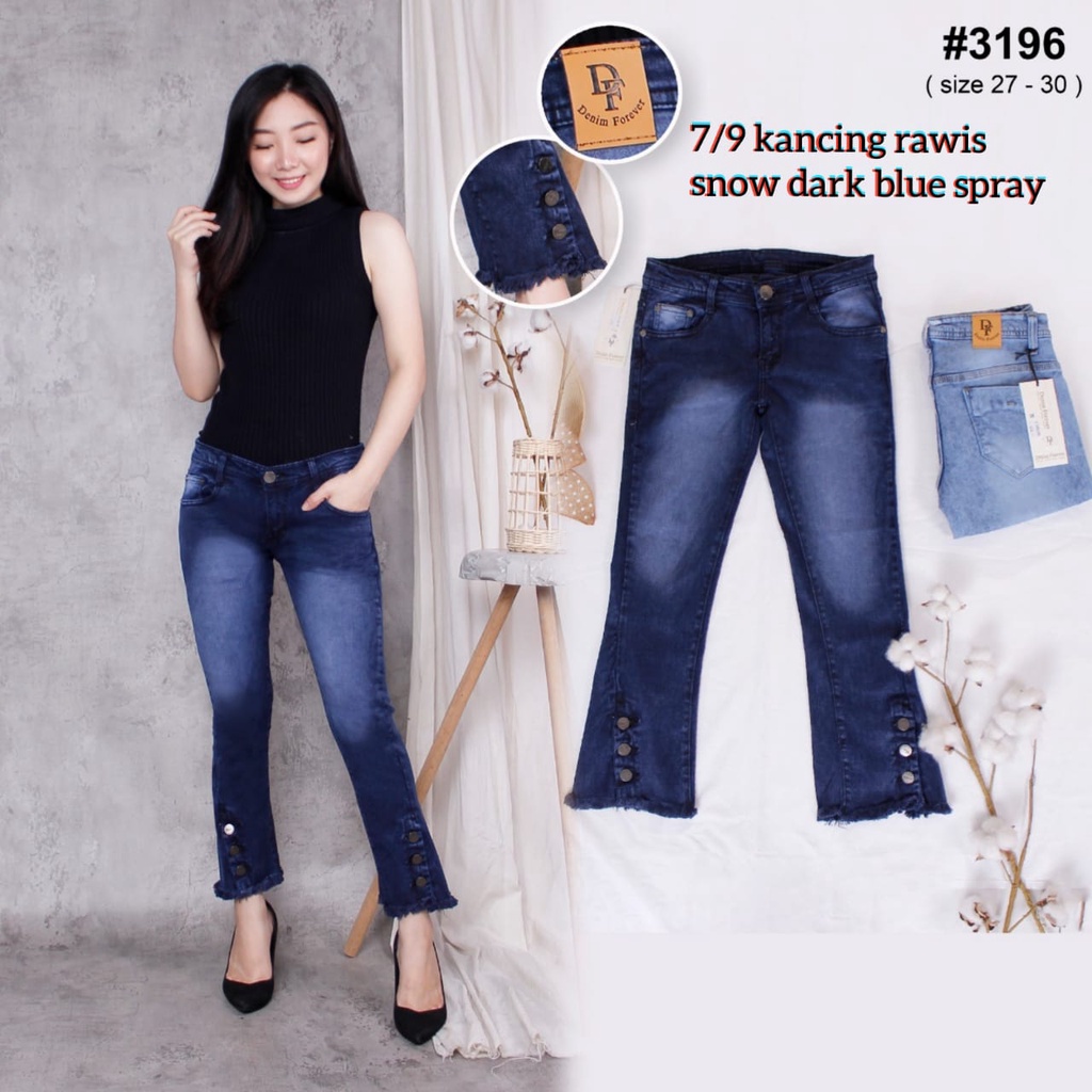 Celana Jeans Wanita Cutbray 7/9 Kancing Bawah 27-30 31-34 Bisa Bayar Ditempat(COD)