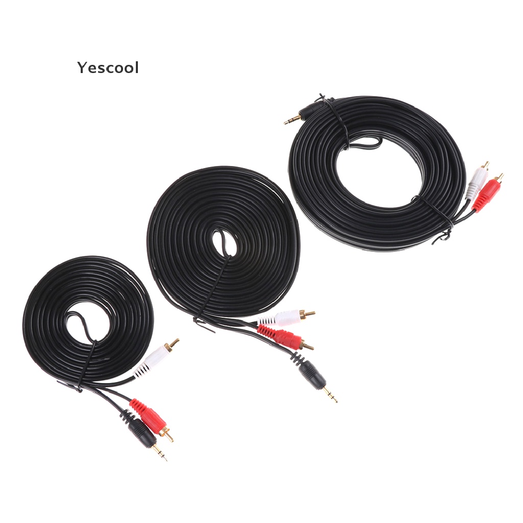 Yescool Kabel Audio AUX 3.5MM Male Ke AV 2 RCA Male Stereo Panjang 3M 5M 10M