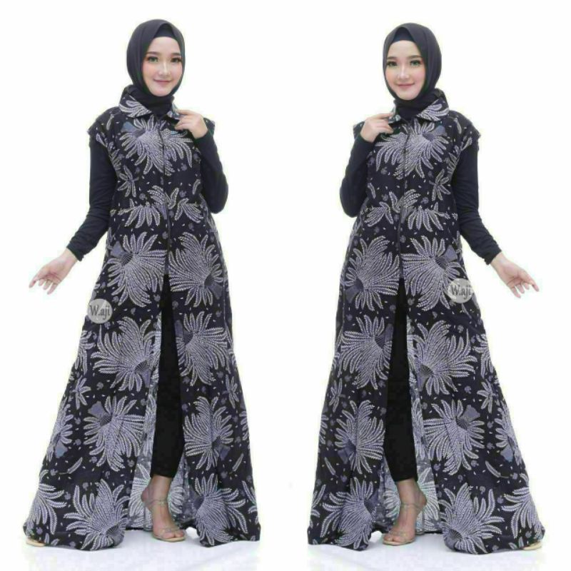 LONGCARDY BATIK WANITA CARDIGAN OUTER MONOKROM BAJU PEREMPUAN SERAGAM KEREN