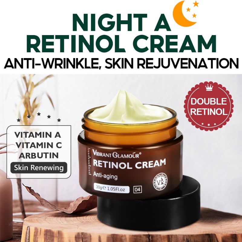 VIBRANT GLAMOUR Retinol Cream + Vitamin C Cream Set - Paket Cream Siang &amp; Malam krim siang dan malam Pemutihan pelembab dan anti -aging