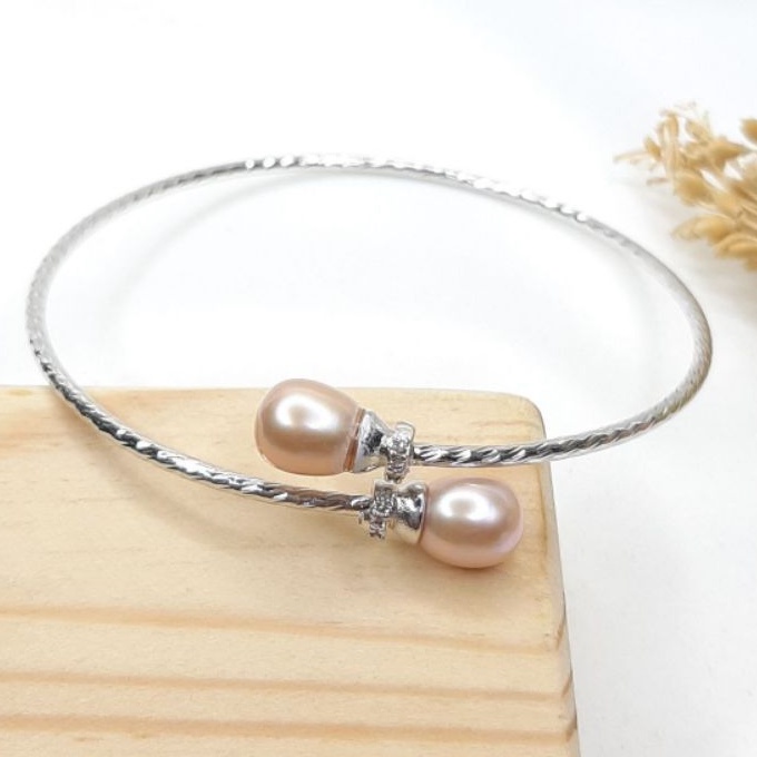 Gelang bangle Mutiara air tawar.COD Mutiara asli Lombok