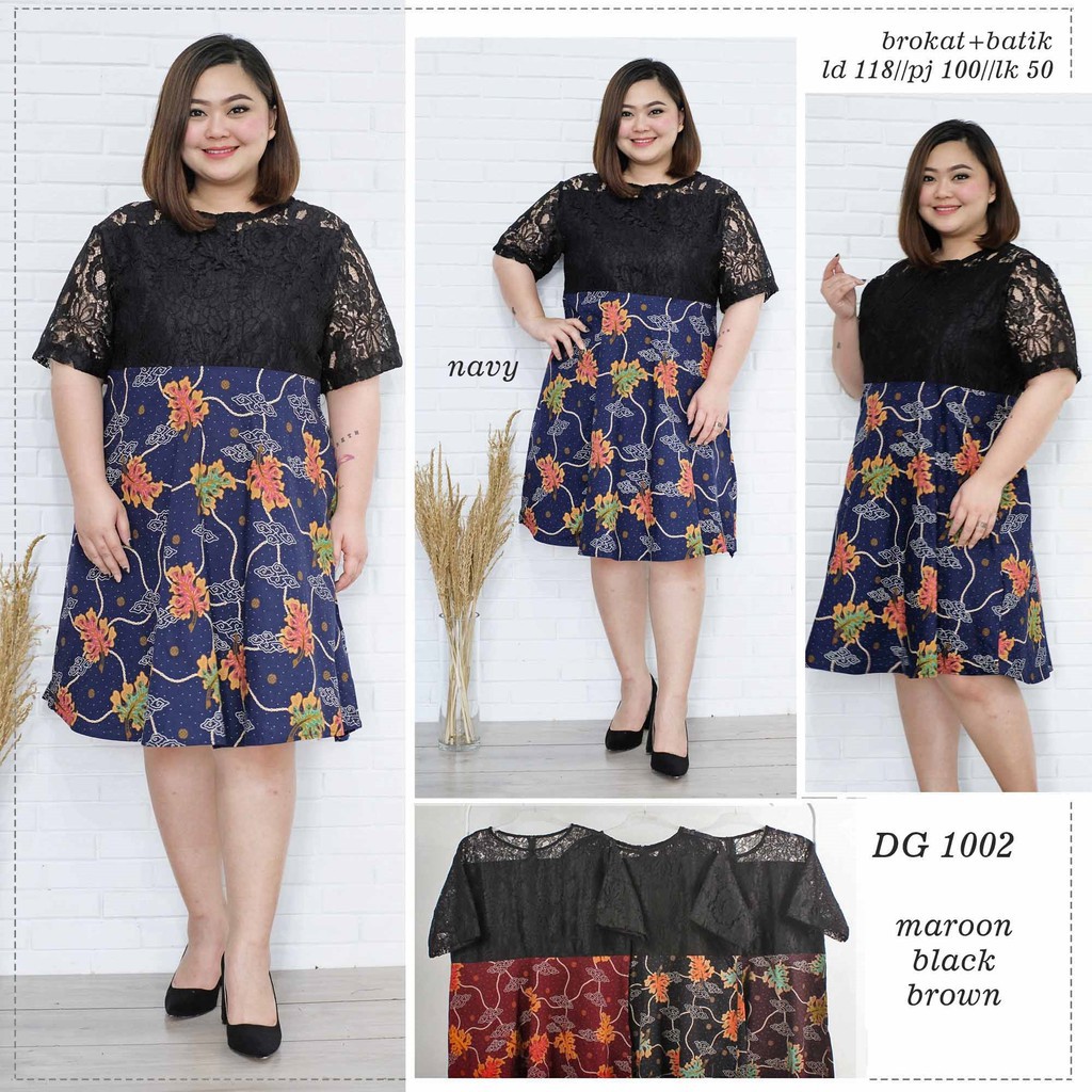 ANNIVERSARY SAHABAT TEMAN CEWEK TERBAIK JUMBO/ Hanbai - Dress batik brokat Jumbo 1002