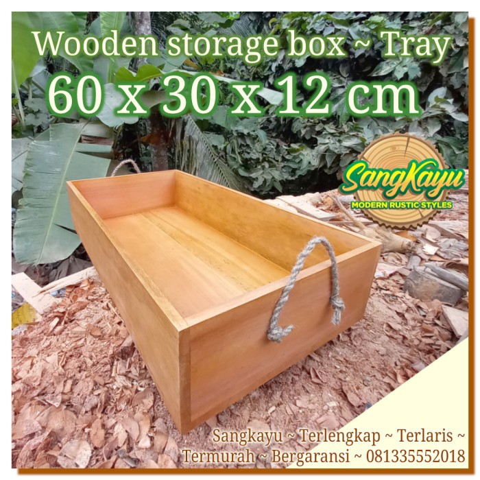 Kotak penyimpanan serbaguna storage box 60x30x12 BIG SIZE nampan kayu