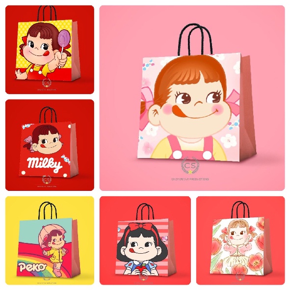 

Paper bag Tas kado Peko Chan Cheviostar Goodie bag Tas kertas Souvenir Ultah Box wrapping paper Shopping bag Kraft paper Clothing store bag