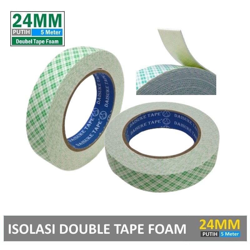 isolasi double tape foam SELOTIP BOLAK BALIK 24mm x 5 m