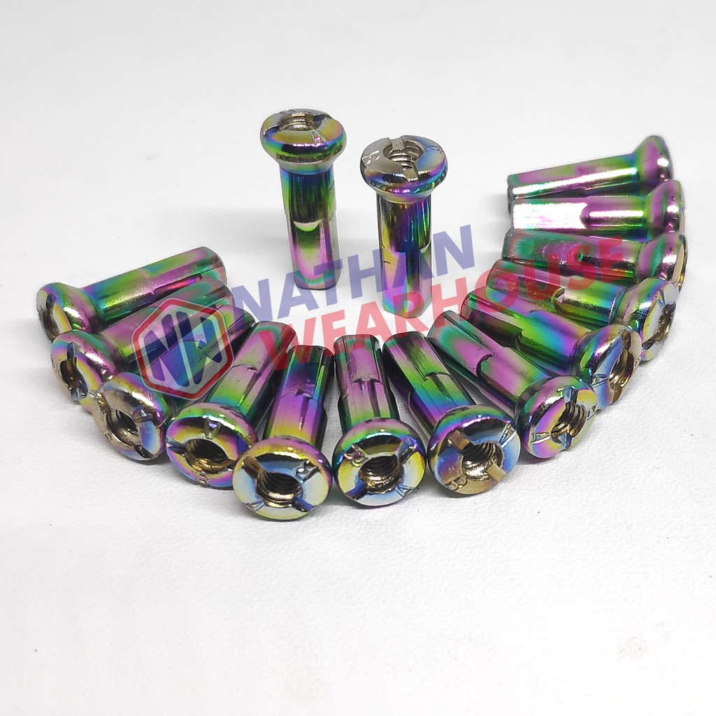 Jari Jari - Ruji spokes nipples Pelangi Rainbow Ukuran 9 x 89 120 130 154 157 159 164 172 184 driv