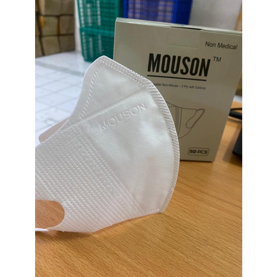 Masker Duckbill Mouson 4ply EMBOSS Earloop Disposable Facemask 50pcs