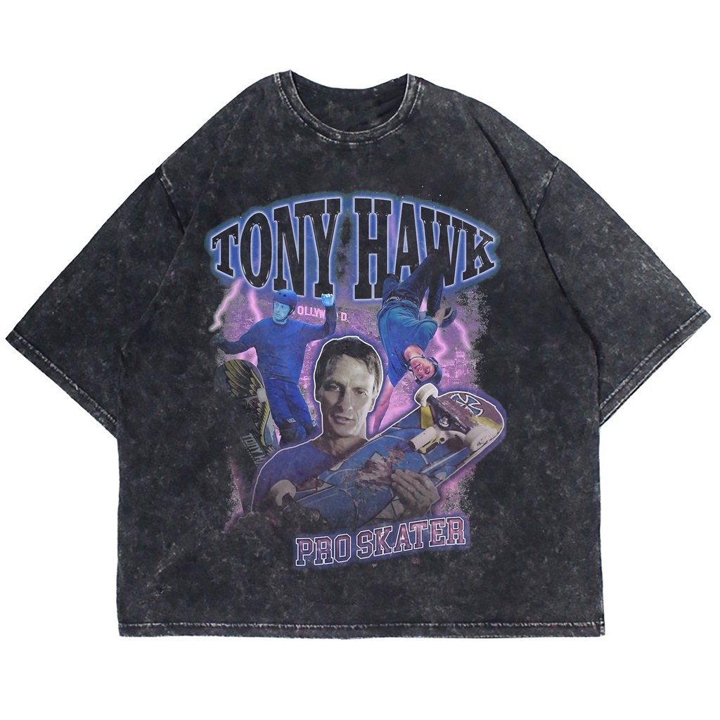 KAOS OVERSIZE TONY HAWK PRO SKATER WASHING VINTAGE TEE ( WASHING T-SHIRT )