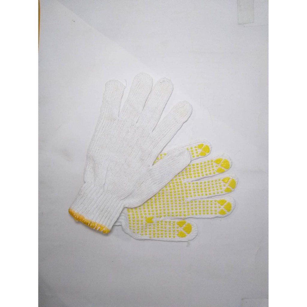 Sarung Tangan Kerja Working Safety Gloves Isi 12 Pcs Bintik Kuning Export Quality Murah Original