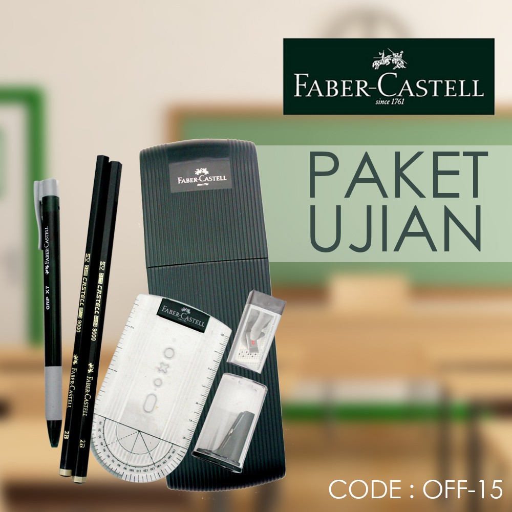 PAKET UJIAN MANTAP PENSIL 2B FABER CASTELL UJIAN STANDAR SET ISI 6 - OFF-15