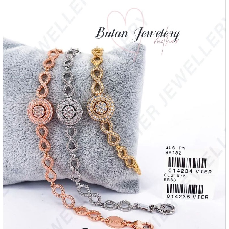 Gelang Rantai (Vier) Replika Berlian Lapis Emas Zircon