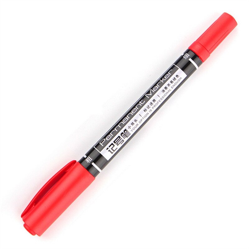 GS8i deli pena permanen dual head tip marker pens waterproof - 6824 - red Or-i