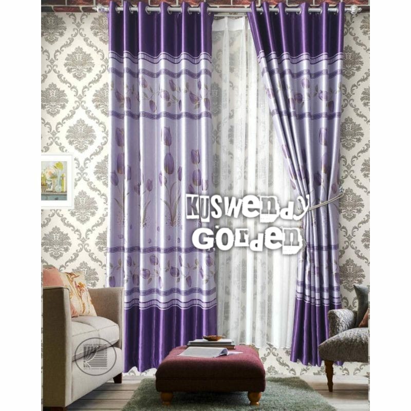 Gorden Blackout Bunga Tulip 100 x 250 cm Tinggi 2.5 meter Hordeng Jendela Pintu Tirai Minimalis