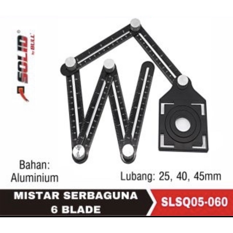 

Mistar penggaris serbaguna 6 blade SOLID SLSQ05-060 siku lipat ukur size 25 bahan aluminium