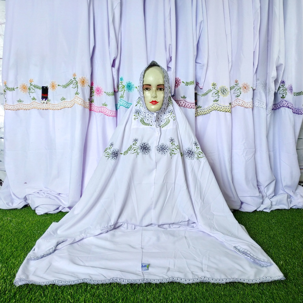 Mukena Polino Model Suluk Motif Bordir Susun Panjang Terusan