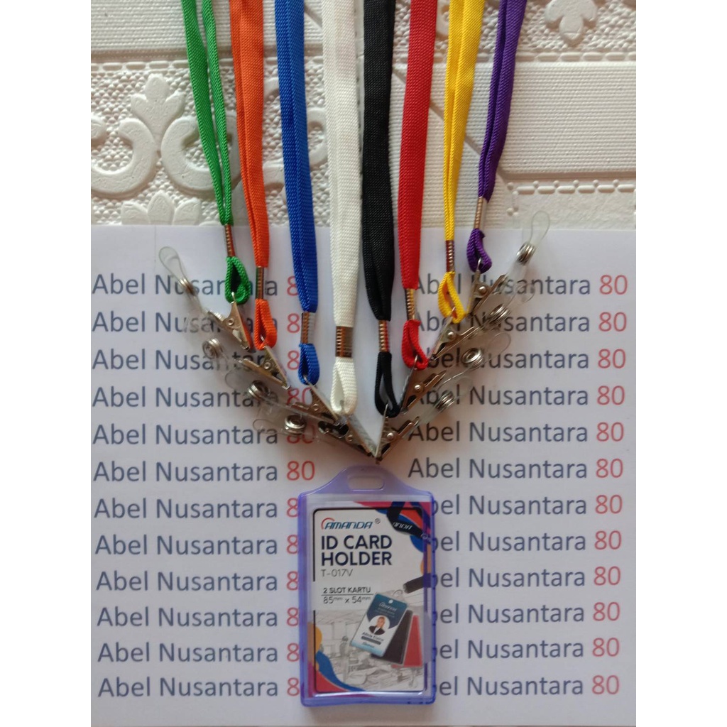 

Paket Tali Jepit Besi + ID Card 2 Sisi Karet Amanda